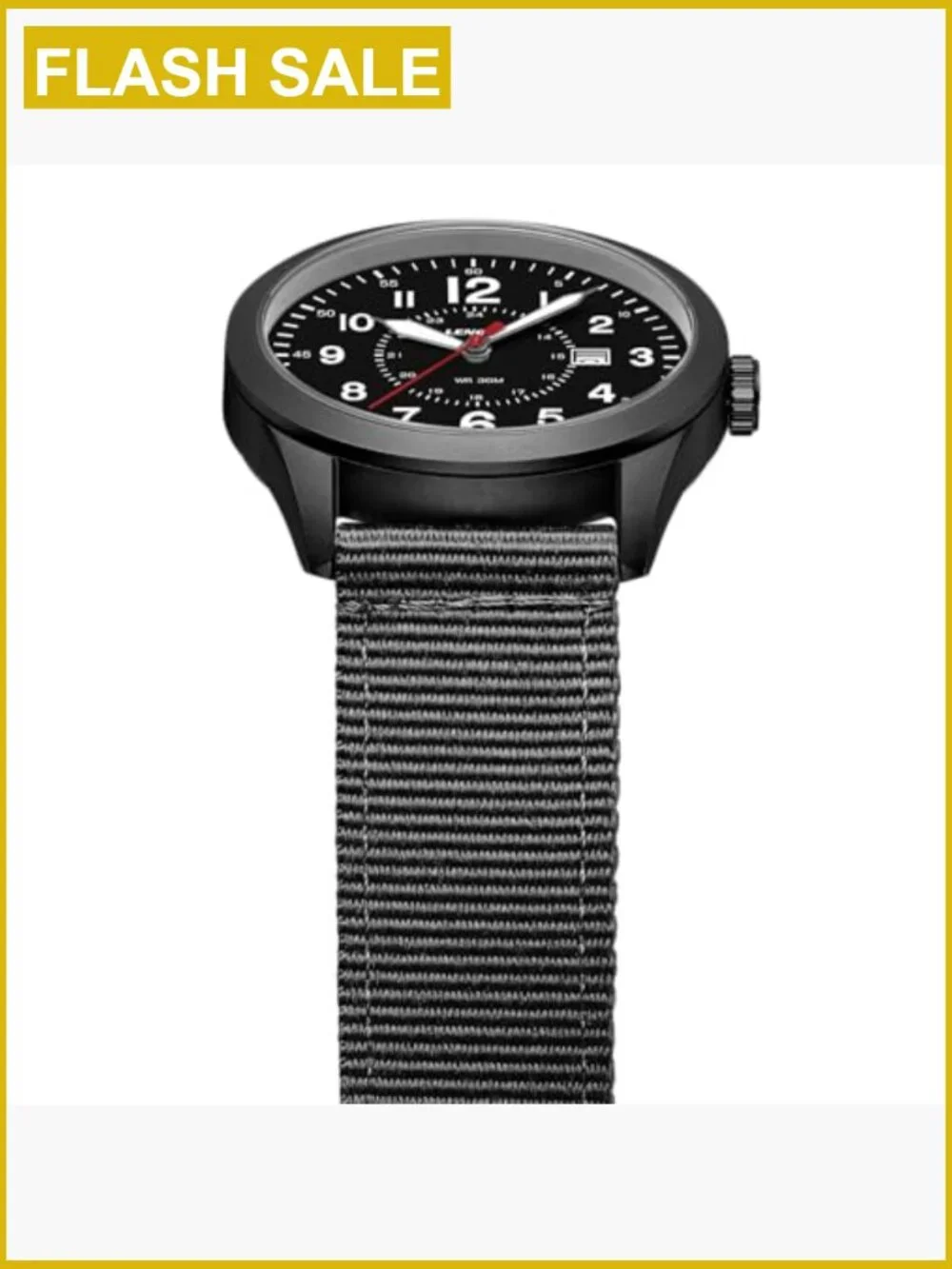 Military Watch for Men Analog Quartz Nylon Strap Water Resistant Luminous Date